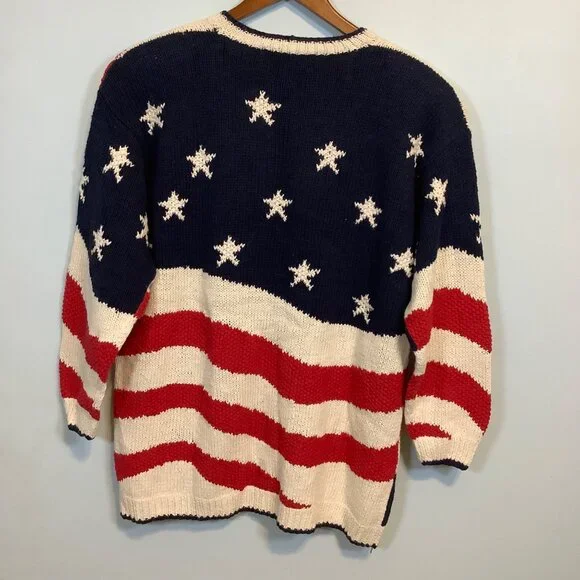NWT Vintage Stitches in Time 90s Cardigan Women’s 1X Patriotic Granny Core USA - Picture 2 of 12